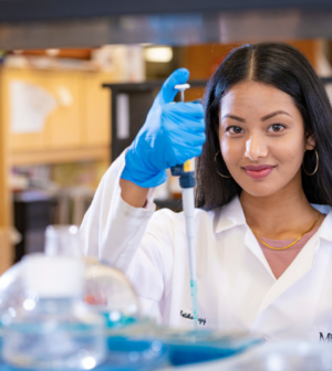 Pharmacy student working in a research lab