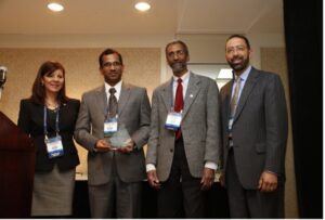 Dr. Mahavir Bhupal Chougule (2nd from left) received three 2015, 2013, and 2012 Faculty Scholar in Cancer Research Awards at the American Association for Cancer Research (AACR).