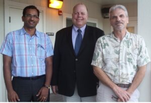 From left: Drs. Mahavir Bhupal Chougule, Patrick Sinko, and Ken Morris during the lab and college visit.  Dr. Sinko, Distinguished Professor of Pharmaceutics at the Ernest Mario School of Pharmacy and Associate Vice President for Research in the Office of Research and Economic Development at Rutgers University) visited our lab and the College of Pharmacy. He presented "Intestinal Delivery of Nanocarriers: Targeting, Mechanisms and Translation", December 2013